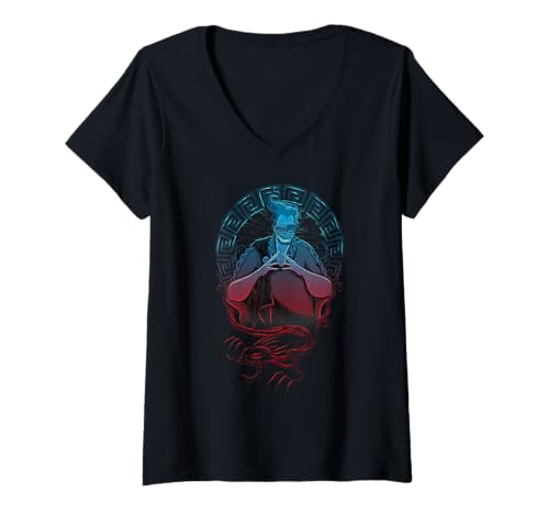 T-shirt Hadès Disney géométrique col V au design de portrait encadré