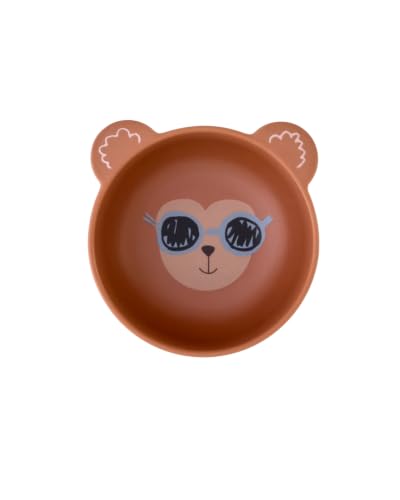 Rice Bol pour enfant en mélamine (sans BPA) - Petit bol avec finition mate et imprimé singe marron - Passe au lave-vaisselle