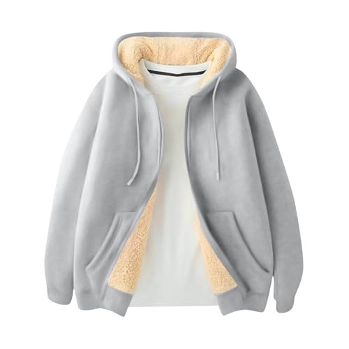 Mens Sherpa Lined Hoodie Full-Zip Thermal Fleece Hooded Winter Warm Casual Sweatshirt4