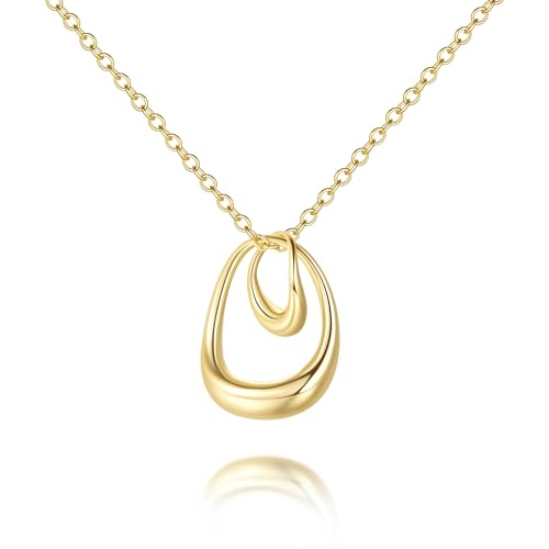 TOBENO Gold Necklace For Women 14K Gold Necklaces for Women Pendant Necklaces for Womens Trendy Combine Simplicity with a Touch of Playfulness Unique Interlocking Necklace for Womens