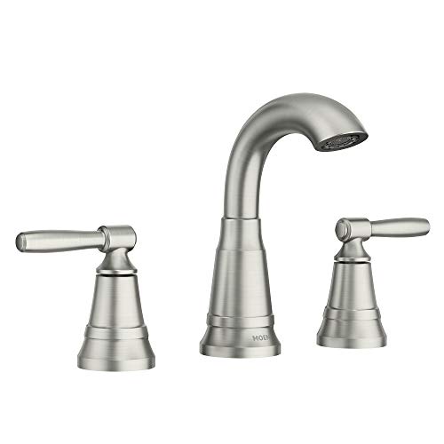 Moen Halle Spot Resist Nickel Widespread Traditional Bathroom Faucet with Drain Assembly for 3-Hole Applications, 84972SRN