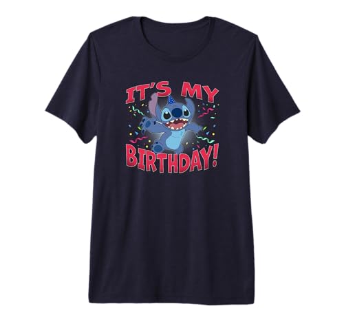 T-shirt Stitch premium Disney d'anniversaire en coton haut de gamme avec imprimé durable