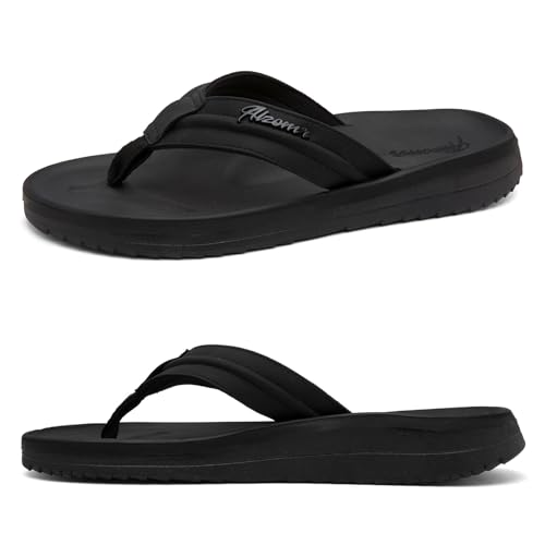 Men's Flip Flops with Arch Support Thong Orthopedic Sandals for Plantar Fasciitis & Flat Feet, Water Friendly Non-Slip Summer Beach Lightweight Slides, Pool, Gym