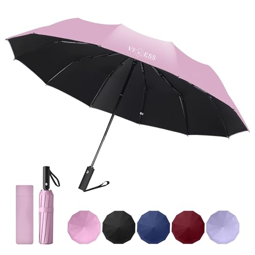VIESS Paraguas Plegable De Automático, 12 Varillas Sombrillas Paraguas Grande UPF 50+, Resistente al Viento e...