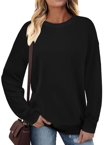 Cuptacc Sweatshirt Damen Mit Drop-Schulter Classy Kontrast Sassy Locker Tunika Damen Herbst Schickes Rundhals Große Größen Pullover Rein Schwarz XXXL Cuptacc Sweatshirt Damen Mit Drop-Schulter Classy Kontrast Sassy Locker Tunika Damen Herbst Schickes Rundhals Große Größen Pullover Rein Schwarz XXXL
