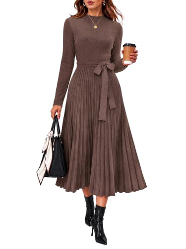Women's Wool Blend Pleated Sweater Dress