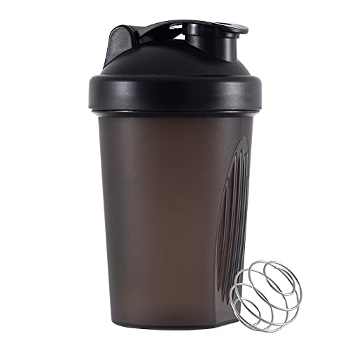 Generisch 400ml Protein Shaker Flasche, Eiweiß Shaker mit Sieb & Skala, Schwarz