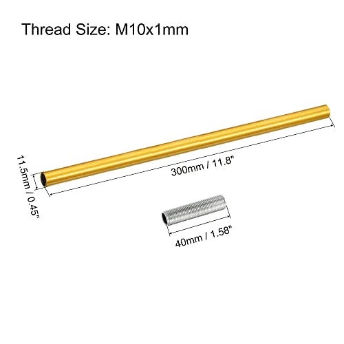 Image of MECCANIXITY Threaded Extension Rod, 11.8 inch Lamp Pipe with Connector Light Fixture for Pendant Light Island Lighting Chandeliers Stems, Gold Tone 2 Set