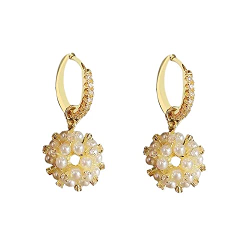 Boucles d'oreilles perles de riz de haute qualité au design coréen raffiné