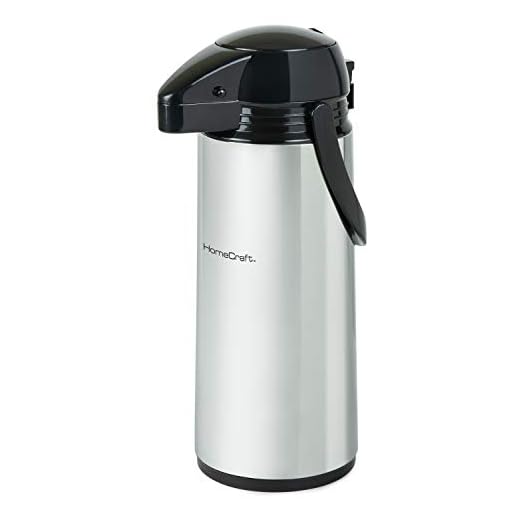 HomeCraft HCCAP2SS 2-Liter Stainless Steel Thermal Airpot Coffee Carafe Easy Push Button Dispenser, Perfect For Hot and Iced Drinks, Water, Tea
