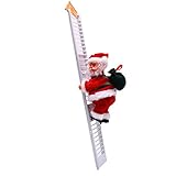 Ioffersuper Santa Climbing Ladder Christmas Decoration Electric Santa Claus Climbing Rope Ladder,...