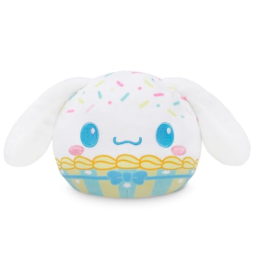 Image of Teeturtle Hello Kitty and Friends Cinnamoroll Reversible 4 inch Cupcake Scented Plushie - Cute Kawaii Soft Sanrio Stuffed Animal - Smells Like Cake!