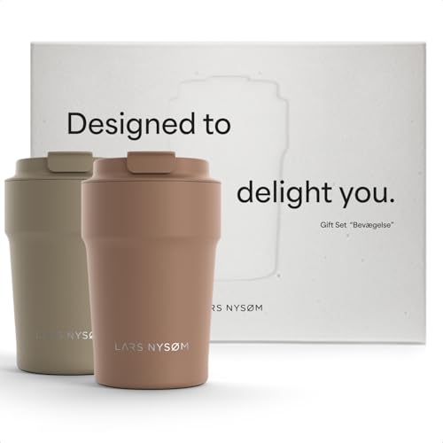 LARS NYSØM Set de regalo de tazas de café térmicas para llevar - 2 tazas térmicas de 380 ml para café - El set de vasos a prueba de fugas viene en una atractiva caja de regalo