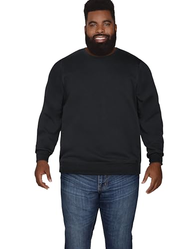 Fruit of the Loom Men's Big and Tall Fleece Sweatshirts & Hoodies, Black Crewneck, XXL