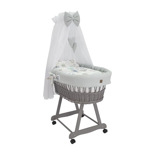 Wiklinopol Stubenwagen aus Weide mit Baldachin und Gestell Lena –...