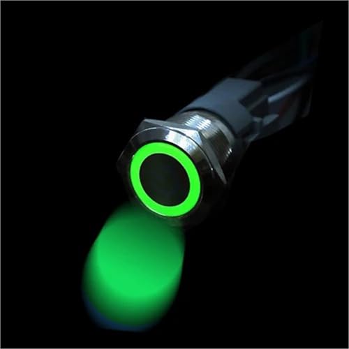 Interrupteur métallique 12mm avec anneau LED vert haute durabilité 12V-24V