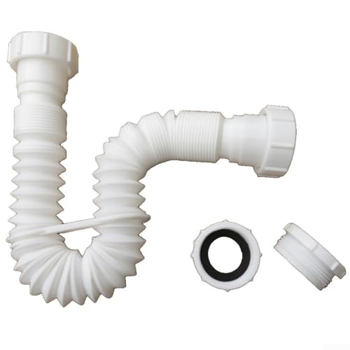 HpLive Manguera de drenaje flexible para fregadero de cocina, tubo de desagüe de doble cabeza, 45 mm de diámetro, color gris