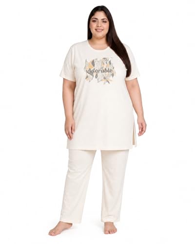 Image of In Love Women's Printed Cotton Plus Size Longline T-Shirt with Pockets | Cotton fabric - soft longline T-shirt with easy plus-size fit