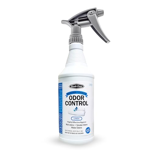 Industrial Strength Odor Control and Deodorizer, Water-Based Air Freshener Spray, Linen Scent, 32 Fl Oz, for Eliminating Smoke, Water, and Malodors in Homes, Offices, and Vehicles