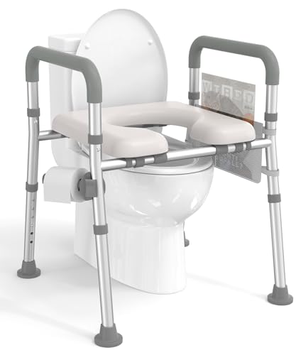 Image of HOMLAND Toilet Seat Riser for Seniors with Adjustable Height & Width, 300lb
