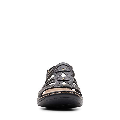Clarks Clarks womens Leisa Janna Sandal, Black Leather, 10 US