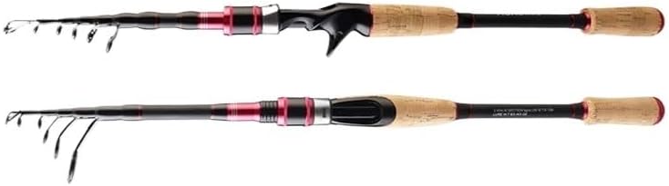 Portable Lure Rod Telescopic Multi Section Carbon Wood Handle Fishing