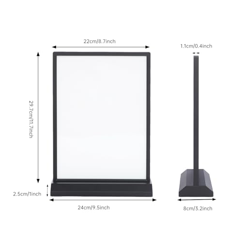 Support de panneau LED A4 double face avec port type C pour menu de table