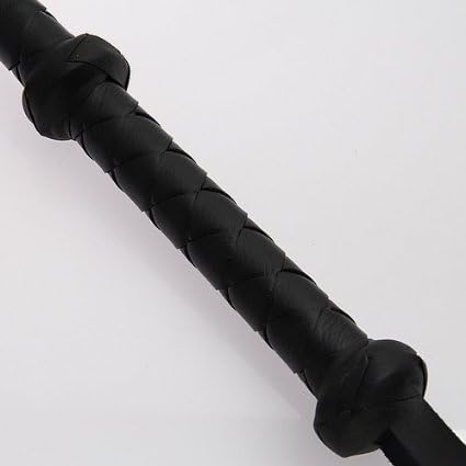LoveSex S&m Long Handle Premium Red and Black Leather Bondage Whip Black