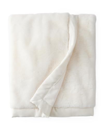 Image of Carter's Baby Plush Blanket, Soft Faux Fur, Satin Trim, White, 30 x 40 | Super-soft plush baby blanket with fuzzy faux fur, satin trim, and a versatile 30 x 40 inch size for cozy comfort