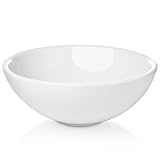 Miligoré 16' Round White Ceramic Vessel Sink - Modern Above Counter Bathroom Vanity Bowl