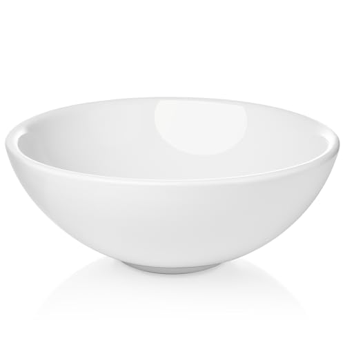 Miligoré 16" Round White Ceramic Vessel Sink - Modern Above Counter Bathroom Vanity Bowl