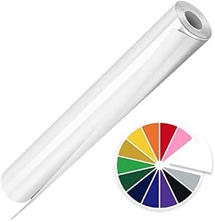 Artcut Heat Transfer Vinyl, 12" X 10ft Htv Vinyl Iron On Vinyl, Permanent Vinyl, Vinyl Roll Adhesive Vinyl, Permanent Vinyl Roll, Heat Transfer Vinyl for Fabric, Cotton, T-Shirt, Pillow, DIY (White)