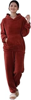 Cigain Pajamas for Women, Autumn/Winter, Roomwear, Top and Bottom Set, Pair of Fluffy Pajamas, Long Sleeves, Warm, Nightwe... Price In India