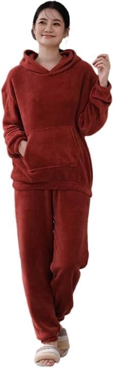 Pajamas for Women, Autumn/Winter, Roomwear, Top and Bottom Set, Pair of Fluffy Pajamas, Long Sleeves, Warm, Nightwear, Loungewear, Thick,-image-34