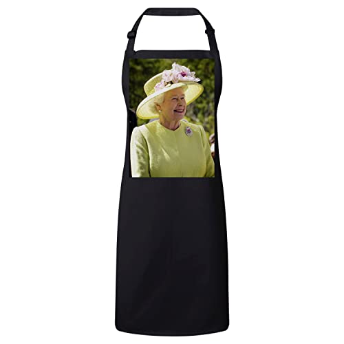 Tablier Reine Elizabeth premium de cuisine noir et jaune qualitatif