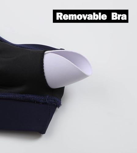 Women Racerback Sports Swim Bra High Neck Bikini Tops Black Workout Bathing Suit Padded Tops Only