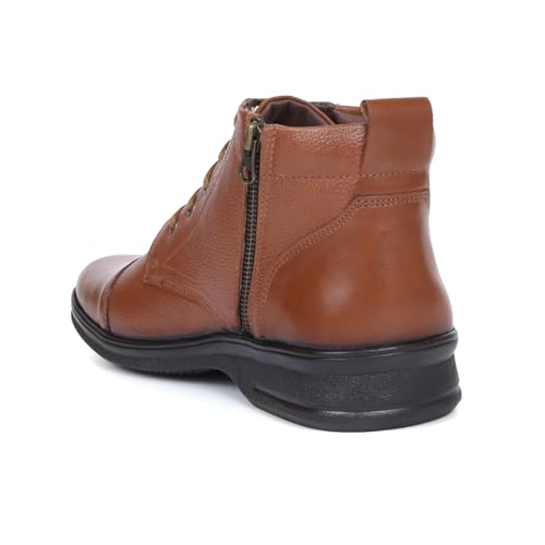 Image of Zoom Shoes High Ankle Genuine Leather Shoes For Men ZA-1165 | Super Comfortable Anti-slip Hiking Boots With Cushioned Insole