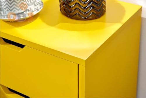 Image of VASIL MART Bedside Tables, Wooden Nightstands with Solid Wood Legs & 2 Drawers, End Tables Storage Units for Living Room /Bedroom,etc .(Yellow)