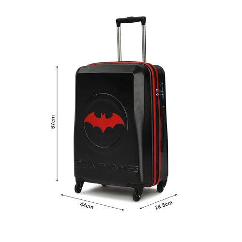 Image of YAYAVAR Batman Trolley Suitcase - 90L, Cabin Luggage with 8 Spinner Wheel, Hard Shell Polycarbonate Suitcase, Number Lock, Water Resistant, Luggage Bag for Travel (Red & Black, 67cm, Medium)