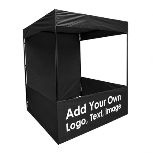 Image of Canopy Tent Portable Waterproof Demo Booth Canopy Stall 4x4x7 Ft for Outdoor Advertising, Marketing Stall, Exhibitions - UV Protection Portable Tent, Heavy-Duty with Carry Bag (4x4x7, Black)