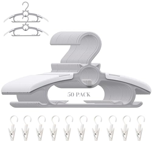 Image of Gencuoir Baby Nursery Closet Hangers, Non-Slip and Extendable Laundry Infant Pant Hanger for Newborn Clothes 50pcs Grey Hangers11-14'' Adjustable Children Coat Hanger for Girl Boy Toddler Kids Child