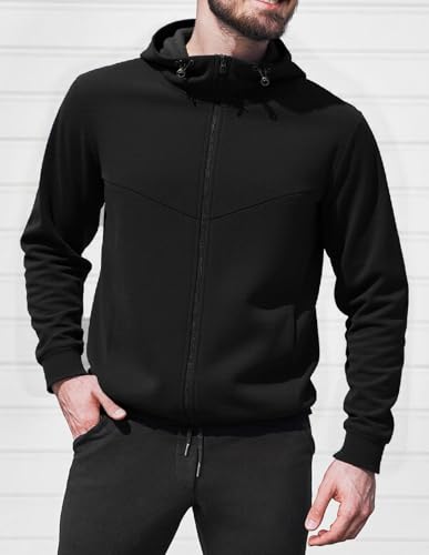 fit space Athleisure Zip Hoodie & Turtleneck Sweatshirt for Men,Scuba Neck Pullover with Zipper Pockets2