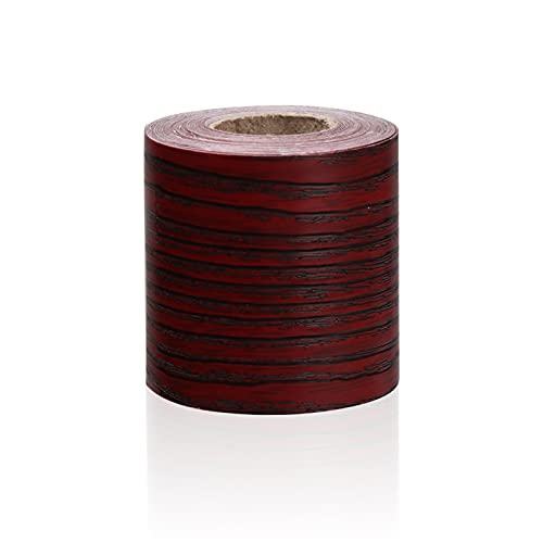 PXAMORTEL Papel Pintado Borde Autoadhesivos, Pegatinas for zócalo de Pared con Borde de Pared y línea de Cintura con Vetas de Madera de PVC Autoadhesivas(Wine Red,5cm x 5m)