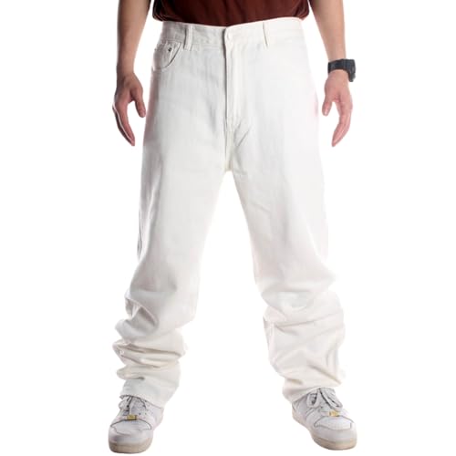 Baggy Pants Y2k Skater Jeans Wide Leg Jeans Men White Oversized Jeans