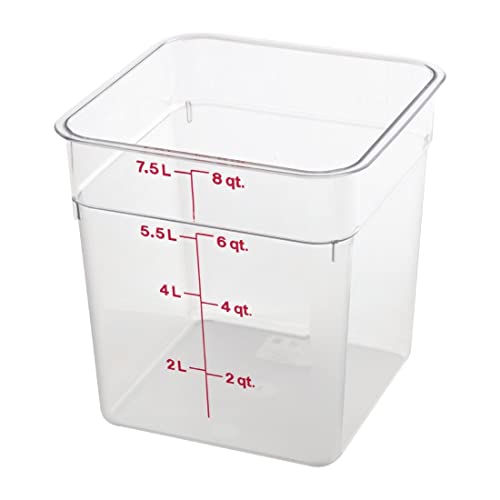 Image of Cambro 8SFSCW CamSquare Food Container 8 qt. 8-3 /8x8-3 /8x9-1 /8 clear, 6ct,Orange /pink