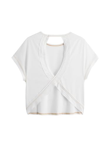Image of RoseSeek Women's 3 Packs Open Back Tops T Shirt Criss Cross Cut Out Tee Short Sleeve Crewneck Summer Backless Tops