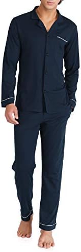 DAVID ARCHY Mens Cotton Sleepwear Pajamas Set Long Sleeve, Button-Down with Pockets, Fly Loungewear for Men Top & Pants Set