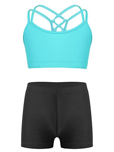 Kids Girls Ballet/Dance/Gymnastics/Sports Outfit Crop Tops with Booty Shorts Activewear Swimwear