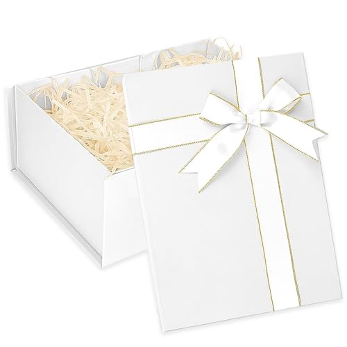 Cajas de regalo con tapa, caja de regalo plegable caja de regalo caja de cartón grande rectangular caja de regalo para bodas aniversarios cajas de regalo blancas