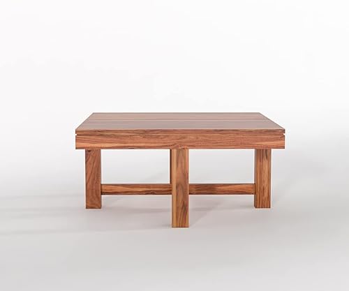 Image of Solid Sheesham Wood Center Coffee Table with 4 Stool for Living Room, Garden, Patio, Guest Room, Cafe | Wooden Coffee Table for Living Room (Natural Finish)